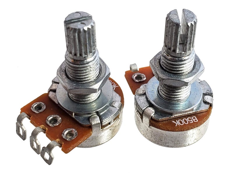 C. B. Gitty 2-pack 500KOhm Long-Shaft Guitar Volume Potentiometers (Pots) - Image 1